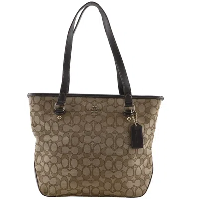 Pre-owned Coach Signature Brown Canvas Tote Bag ()