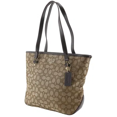 Pre-owned Coach Signature Brown Canvas Tote Bag ()