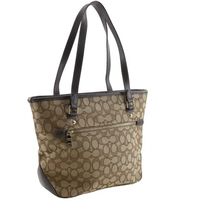 Pre-owned Coach Signature Brown Canvas Tote Bag ()
