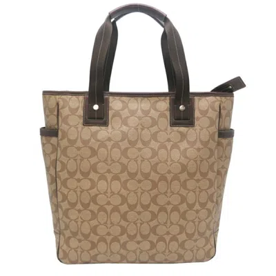 Pre-owned Coach Signature Brown Signature Line Tote Bag ()