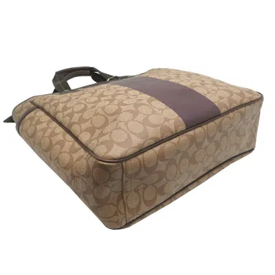 Pre-owned Coach Signature Brown Signature Line Tote Bag ()