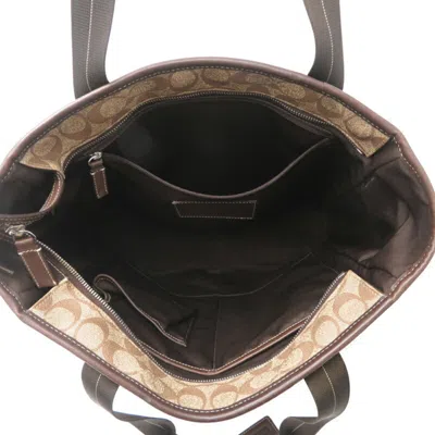 Pre-owned Coach Signature Brown Signature Line Tote Bag ()