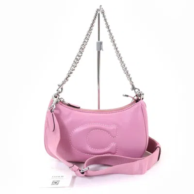 Pre-owned Coach Signature Pink Leather Handbag Shoulder Bag ()