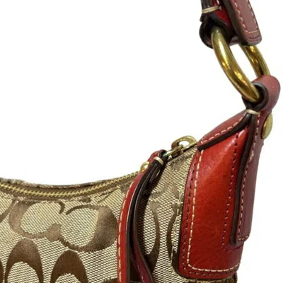 Pre-owned Coach Signature Red Brown Shoulder Bag ()