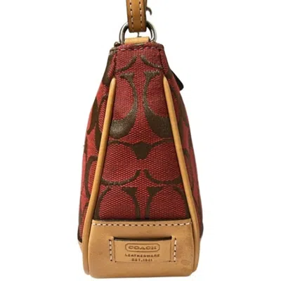 Pre-owned Coach Signature Red Color Canvas Leather Shoulder Bag ()