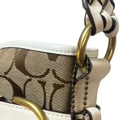 Pre-owned Coach Signature Red Color White Shoulder Bag ()