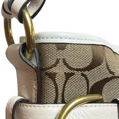 Pre-owned Coach Signature Red Color White Shoulder Bag ()