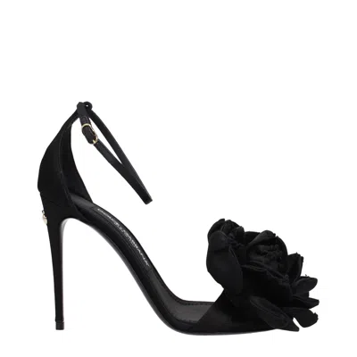 Dolce & Gabbana Black Satin Stiletto Heel Women's Sandals In Black
