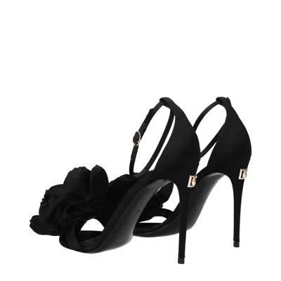 Dolce & Gabbana Black Satin Stiletto Heel Women's Sandals In Black