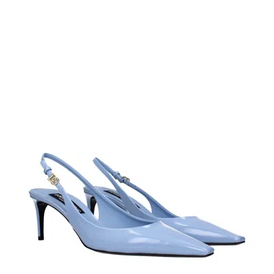 Dolce & Gabbana Light Blue Leather High Heel Pumps In Multi