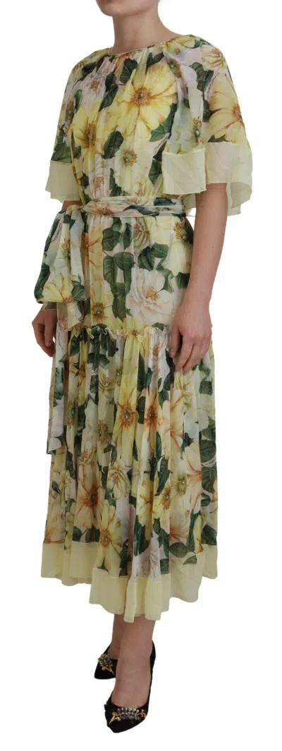 Dolce & Gabbana Multicolor Silk Floral Print Long Maxi Women's Dress In Multi