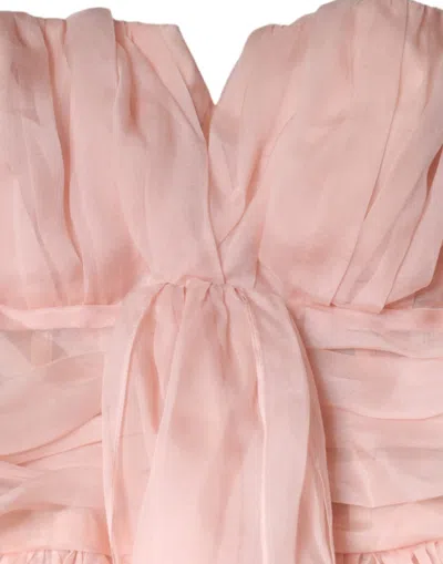 Pre-owned Dolce & Gabbana Pink Silk Strapless Maxi A-line Gown Women's Dress ()