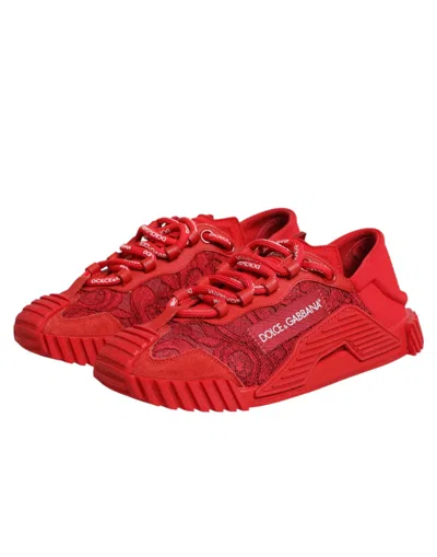 Dolce & Gabbana Red Logo Lace Low Top Ns1 Sneakers Women's Shoes In Red