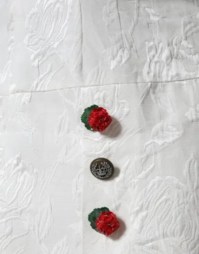 Dolce & Gabbana White Floral Brocade Embellished Mini Women's Skirt In White