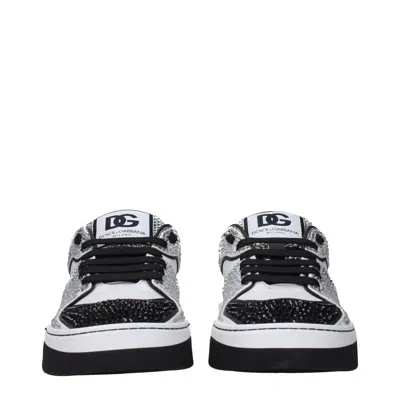 Dolce & Gabbana White Leather Low Top Women's Sneakers In White