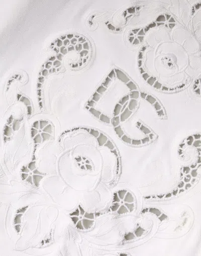 Pre-owned Dolce & Gabbana White Viscose Floral Cut Out Cardigan Women's Sweater ()