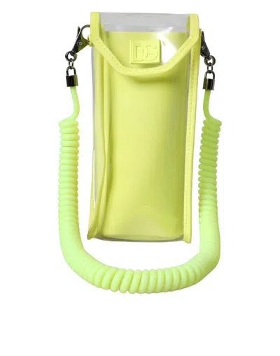 Dolce & Gabbana Yellow Green Plastic Dg Logo Neck Strap Cardholder Women's Wallet In Green