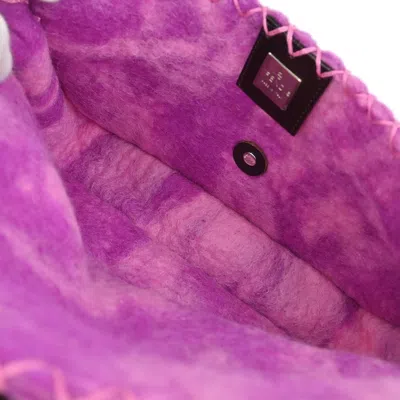 Pre-owned Fendi Baguette Bag Embroidered Zucca Wool Purple Wool Handbag ()