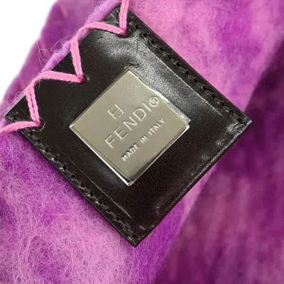 Pre-owned Fendi Baguette Bag Embroidered Zucca Wool Purple Wool Handbag ()