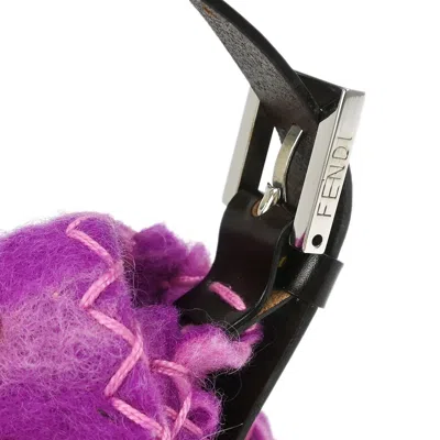 Pre-owned Fendi Baguette Bag Embroidered Zucca Wool Purple Wool Handbag ()