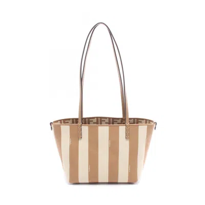 Pre-owned Fendi Beige Brown Canvas Leather Tote Bag () In Multi