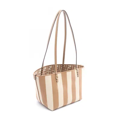 Pre-owned Fendi Beige Brown Canvas Leather Tote Bag () In Multi
