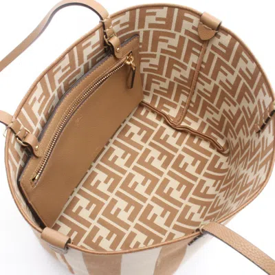Pre-owned Fendi Beige Brown Canvas Leather Tote Bag () In Multi