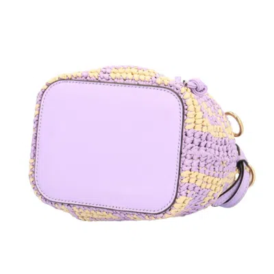Pre-owned Fendi Beige Purple Raffia Leather Shoulder Bag () In Multi