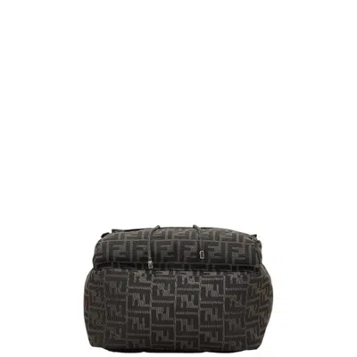 Pre-owned Fendi Black Brown Canvas Leather Backpack () In Multi