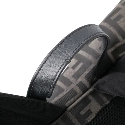 Pre-owned Fendi Black Brown Canvas Leather Backpack () In Multi