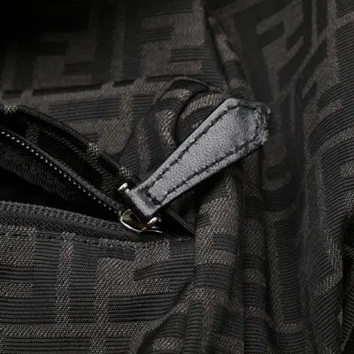 Pre-owned Fendi Black Brown Canvas Leather Backpack () In Multi