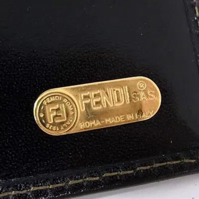 Pre-owned Fendi Black Brown Canvas Leather Wallet (bi-fold) () In Multi