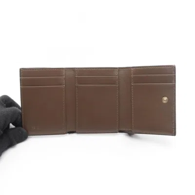 Pre-owned Fendi Black Brown Leather Wallet (tri-fold) () In Multi