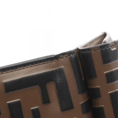 Pre-owned Fendi Black Brown Leather Wallet (tri-fold) () In Multi