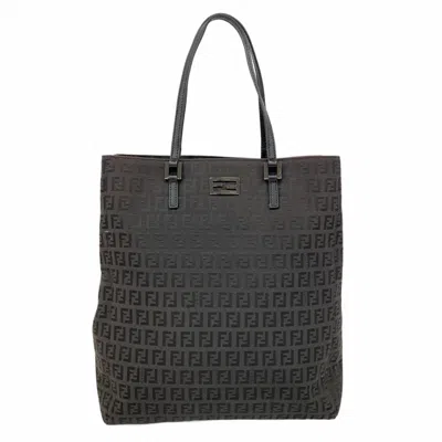 Pre-owned Fendi Black Brown Nylon Canvas Tote Bag () In Multi