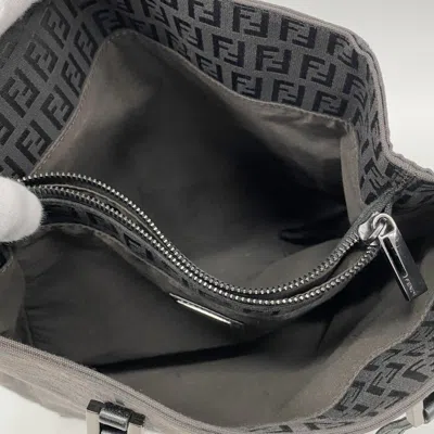 Pre-owned Fendi Black Brown Nylon Canvas Tote Bag () In Multi