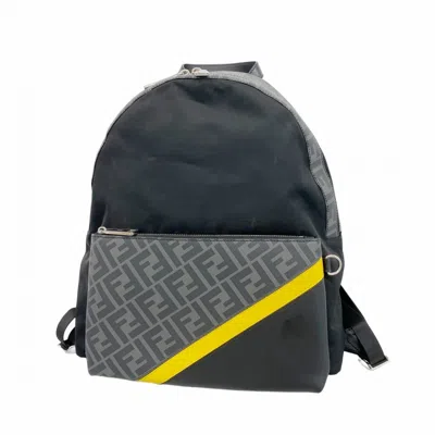 Pre-owned Fendi Black Gray Pvc Nylon Backpack () In Multi