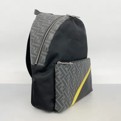 Pre-owned Fendi Black Gray Pvc Nylon Backpack () In Multi