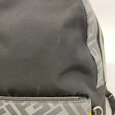 Pre-owned Fendi Black Gray Pvc Nylon Backpack () In Multi