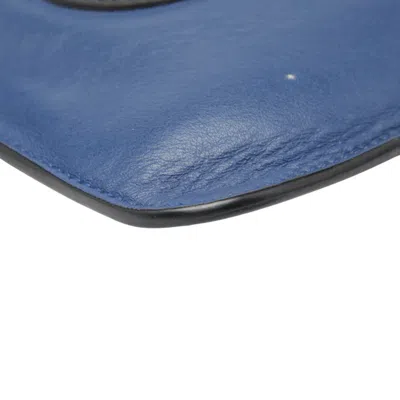 Pre-owned Fendi Blue Gray Red Color Leather Clutch Bag ()