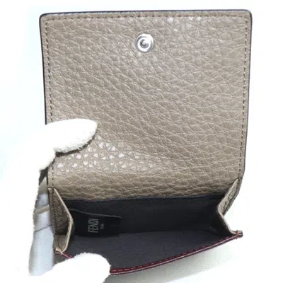 Pre-owned Fendi Bordeaux Leather Wallet (tri-fold) () In Burgundy