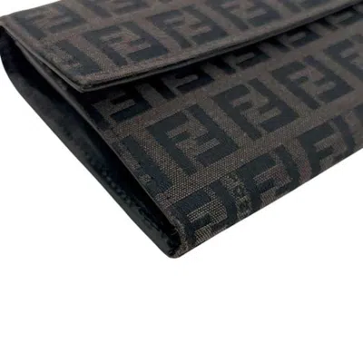 Pre-owned Fendi Brown Canvas Leather Long Wallet (bi-fold) ()