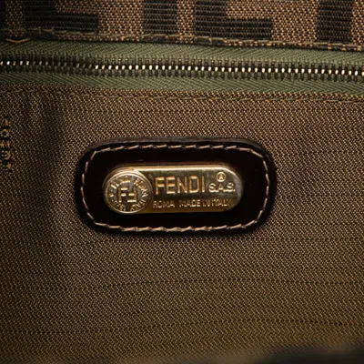 Pre-owned Fendi Brown Canvas Leather Shoulder Bag Vanity Bag ()