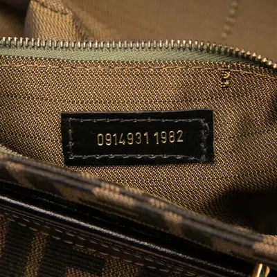 Pre-owned Fendi Brown Canvas Leather Shoulder Bag Vanity Bag ()