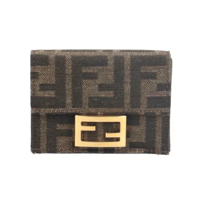 Pre-owned Fendi Brown Fabric Wallet (tri-fold) ()