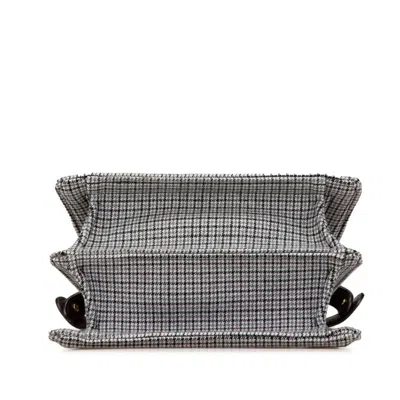 Pre-owned Fendi Brown Gray Cotton Leather Handbag Shoulder Bag ()