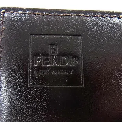 Pre-owned Fendi Brown Leather Canvas Long Wallet (bi-fold) ()