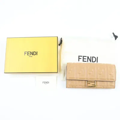 Pre-owned Fendi Brown Leather Long Wallet (bi-fold) ()