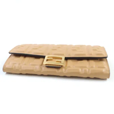 Pre-owned Fendi Brown Leather Long Wallet (bi-fold) ()