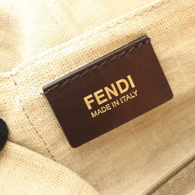 Pre-owned Fendi Brown Navy White Leather Shoulder Bag ()
